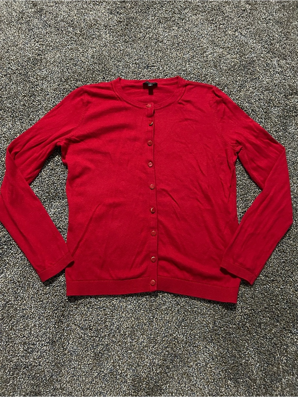 Talbots petite small red crewneck cardigan sweater button front business casual